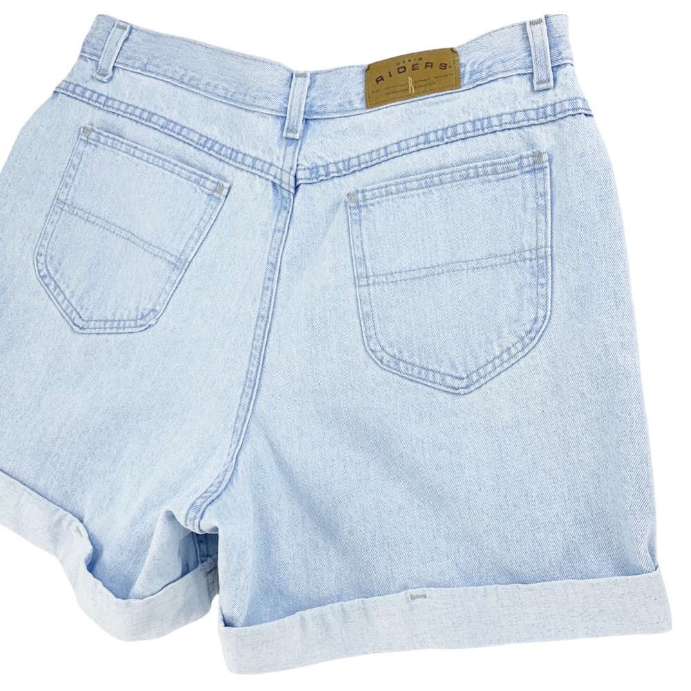 Vintage Lee Riders High Rise 100% Cotton Cuffed Light Blue Wash Jean Shorts - Picture 7 of 10